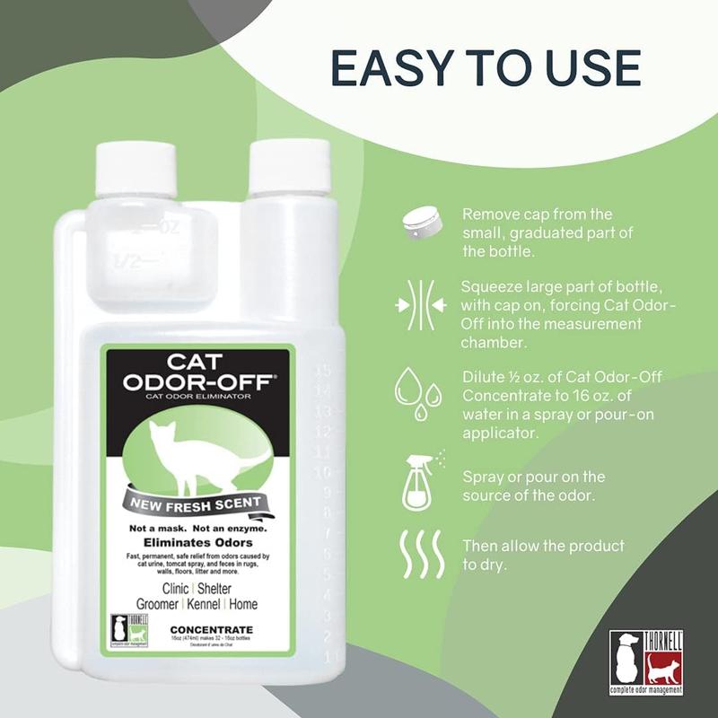 Cat Odor-Off Concentrate Pet Smell Odor Eliminator Bundle – Cat Odor Eliminator Concentrate for Pet Urine, Fresh or Original Scent